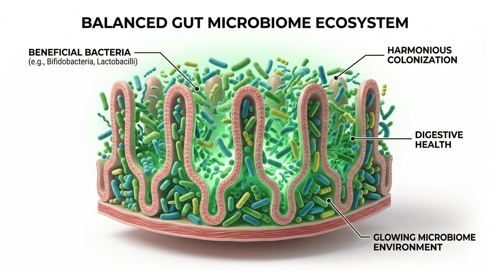 Gut microbiome balance support illustration